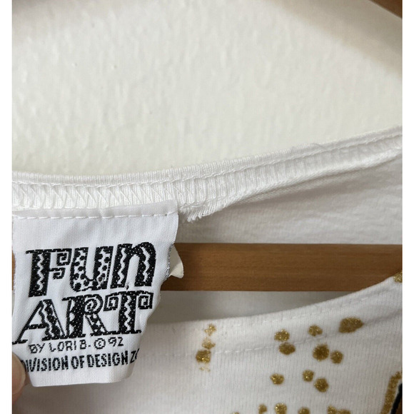 Vtg 90s FUN ART rodeo spatter tshirt oversize funky 3/4 slv sheriff womens OS - Picture 3 of 8